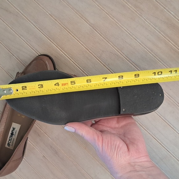 Apostrophe Vintage Leather Fringe Light Brown Flat Slim Fit Penny Loafers - Picture 8 of 10